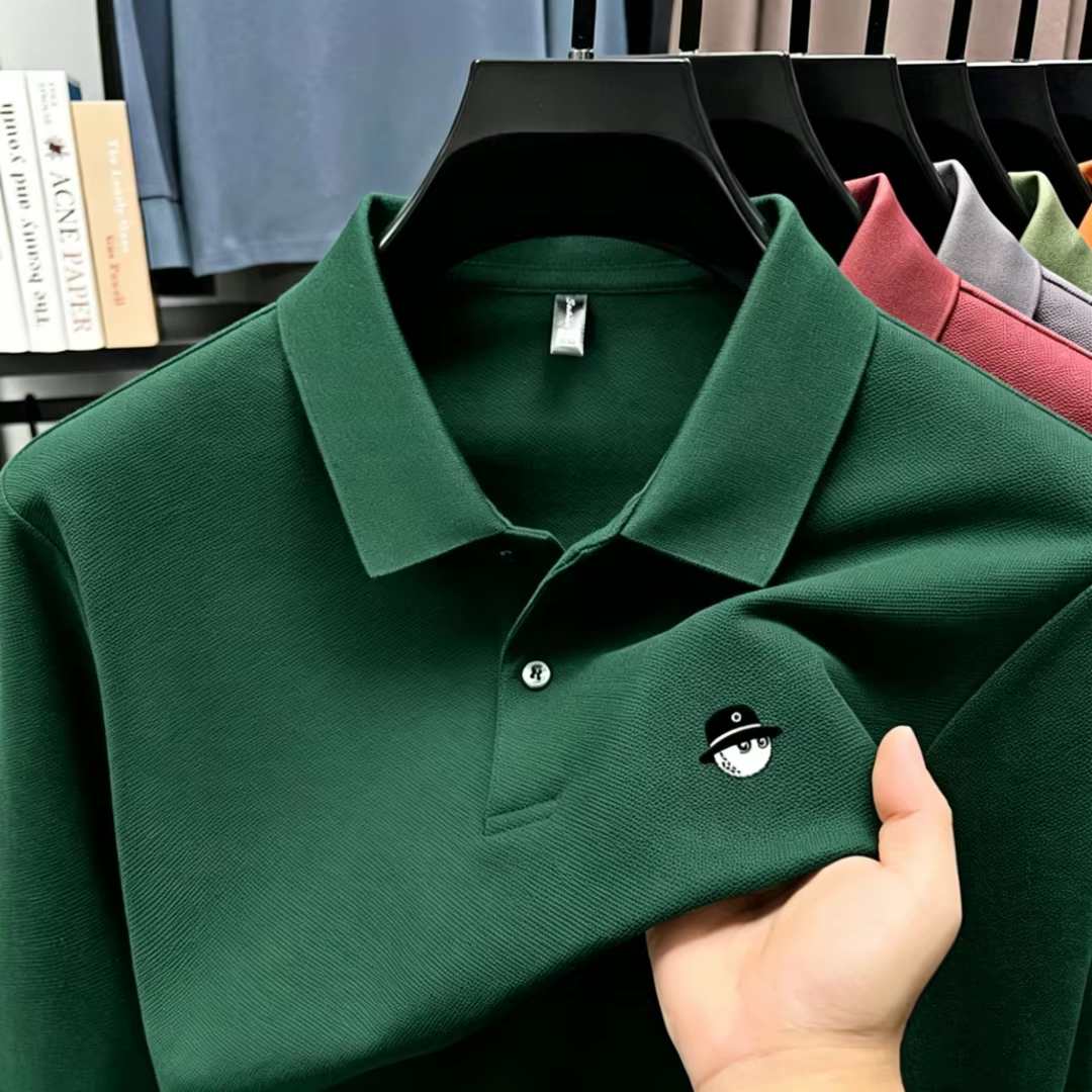 Polo brodé haut de gamme pour hommes, tissu doux et respirant, manches courtes, couleur unie, adapté