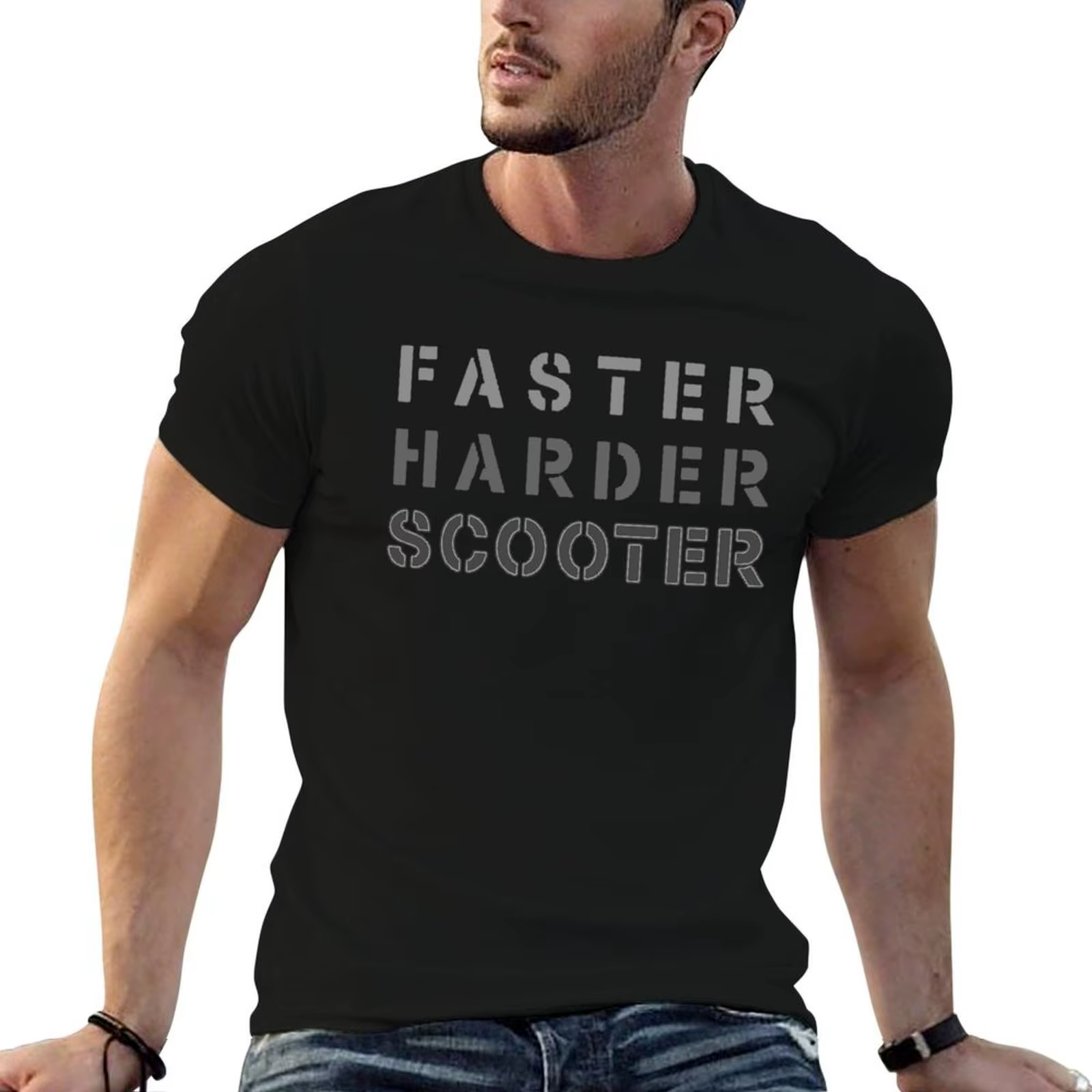 T-Shirt homme en coton de haute qualité, T-Shirt d'été décontracté pour homme, Faster Harder Scooter