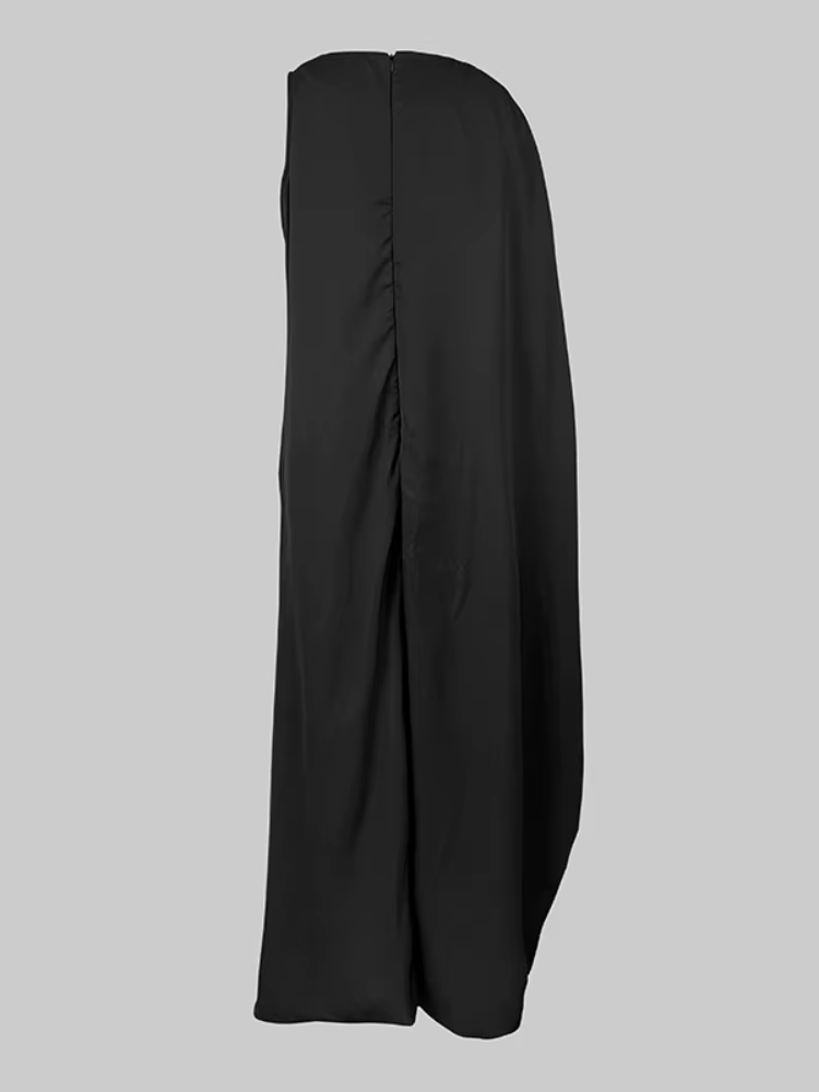 Onecozyday – robe Maxi asymétrique épaule dénudée pour femmes, couleur contrastée, noir et or, col r
