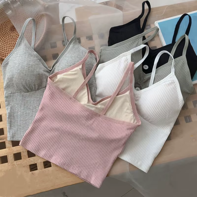 Femmes tricoté débardeur sangle gilet femme tricot haut court poitrine enveloppement pur sous-vêteme