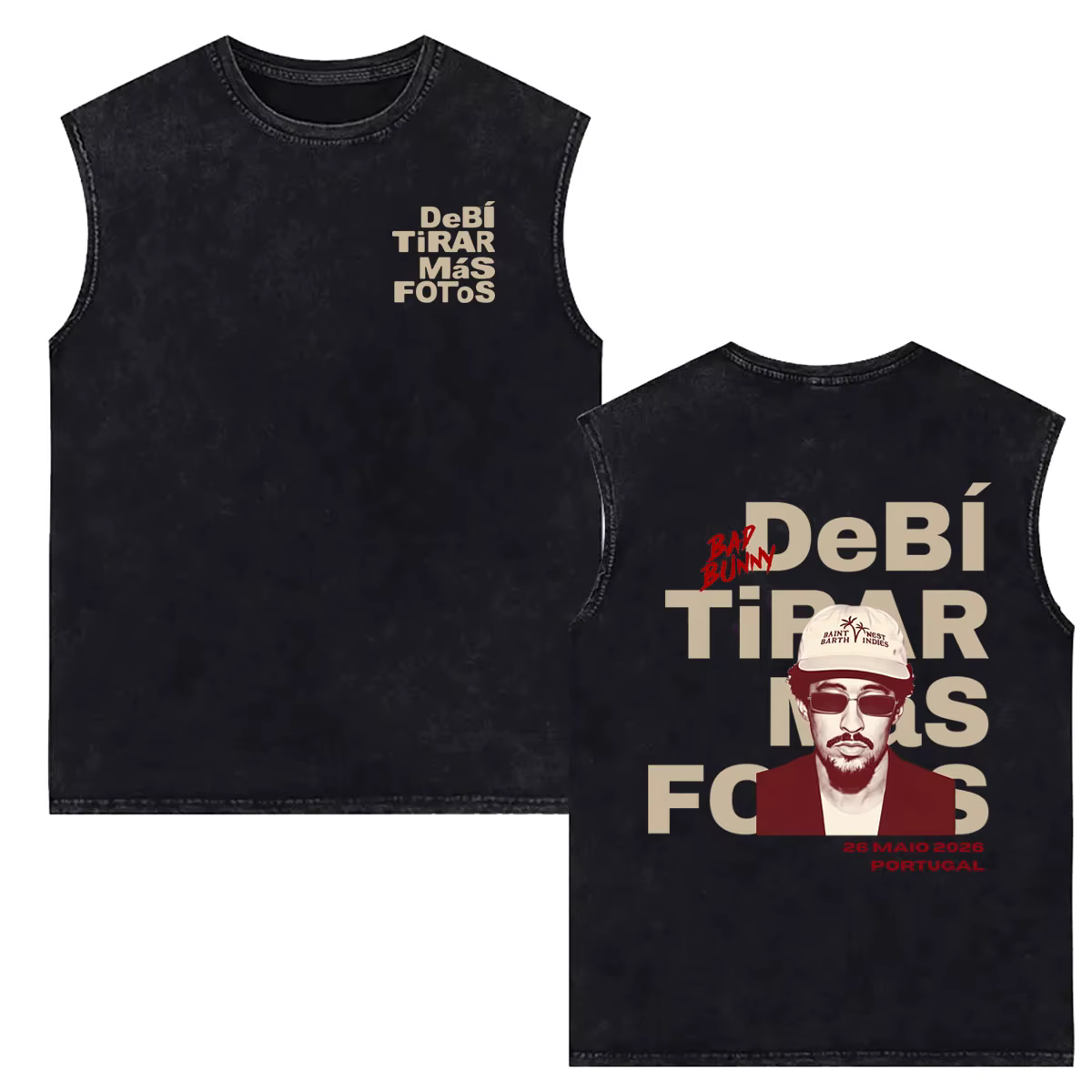 Débardeurs vintage délavés Bad Bunny, DeBi TiRAR MaS FOToS DTMF Merch, T-shirts et gilets sans manch