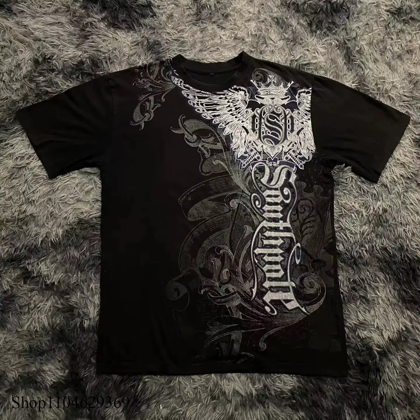 Classique Y2K Style gothique T-shirt imprimé surdimensionné T-shirt haute rue chemises gothique col