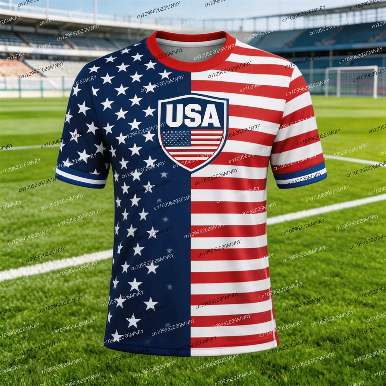 T-shirt Homme 2026 avec Emblème Drapeau Américain, Maillot de Football Américain, T-shirts pour Homm
