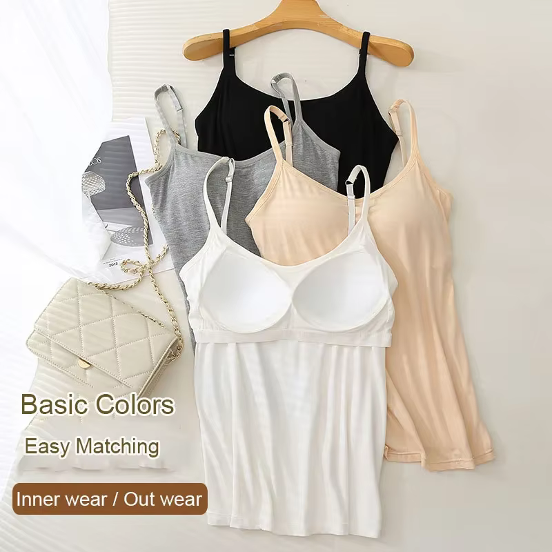 M-3XL pour 35-85kg Modal grande taille Camisole débardeur avec tasse fixe poitrine rembourrée vêteme