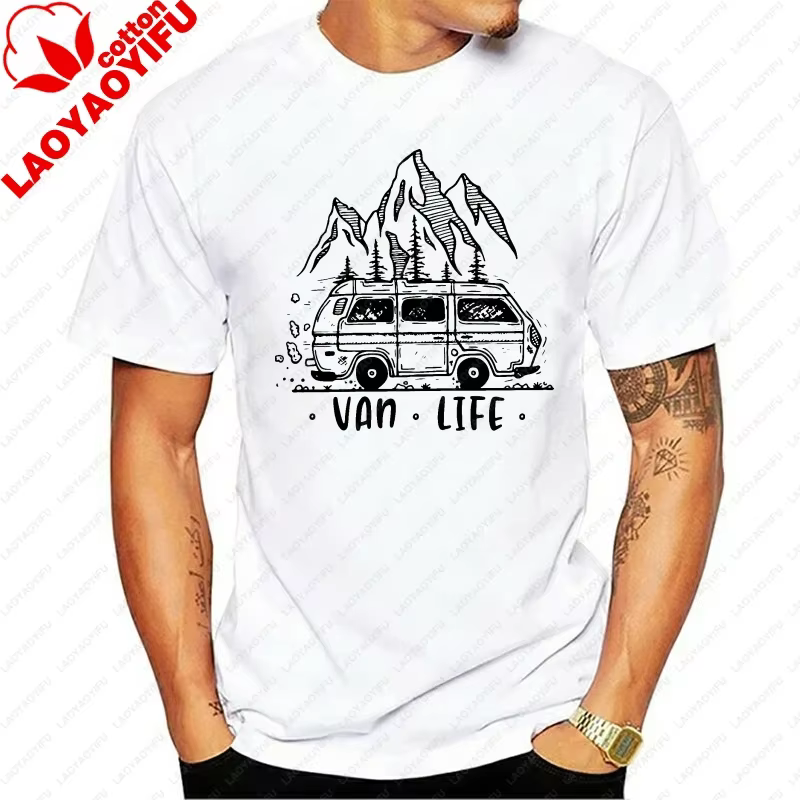 Hommes vêtements Van Life dames Camping imprimé T-Shirt homme conception T petit haut T-Shirt Vintag