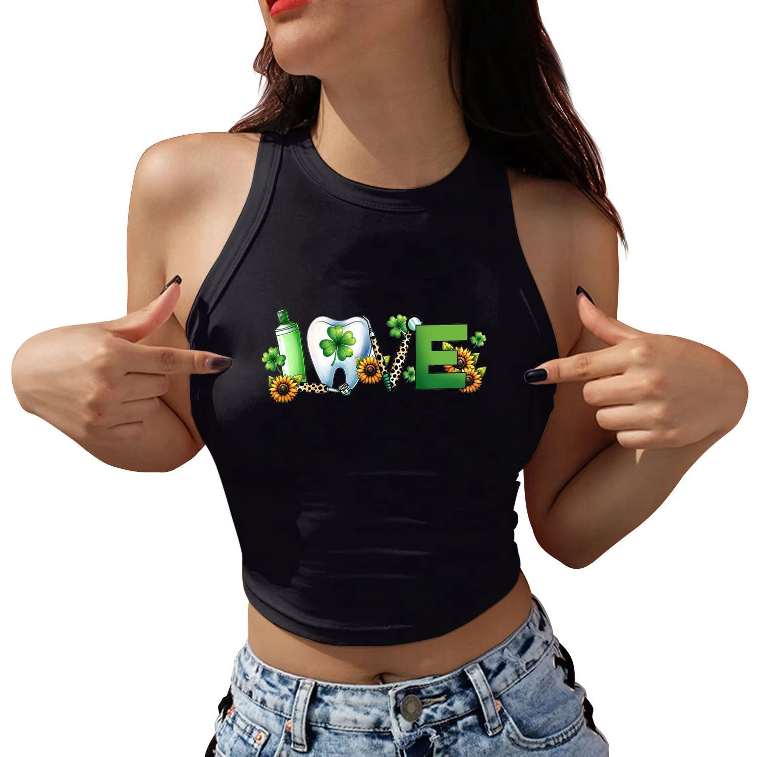 Nadanbao-Haut court pour femme, Saint Patrick's Day Love, Lucky Graphic, Précieux, Y-Peace Love, Fib