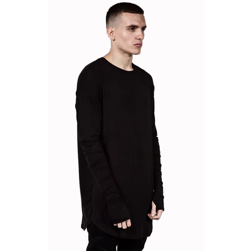 T-shirt à manches longues Hip Hop pour hommes, Streetwear, Trou de pouce, Mode masculine, Conception