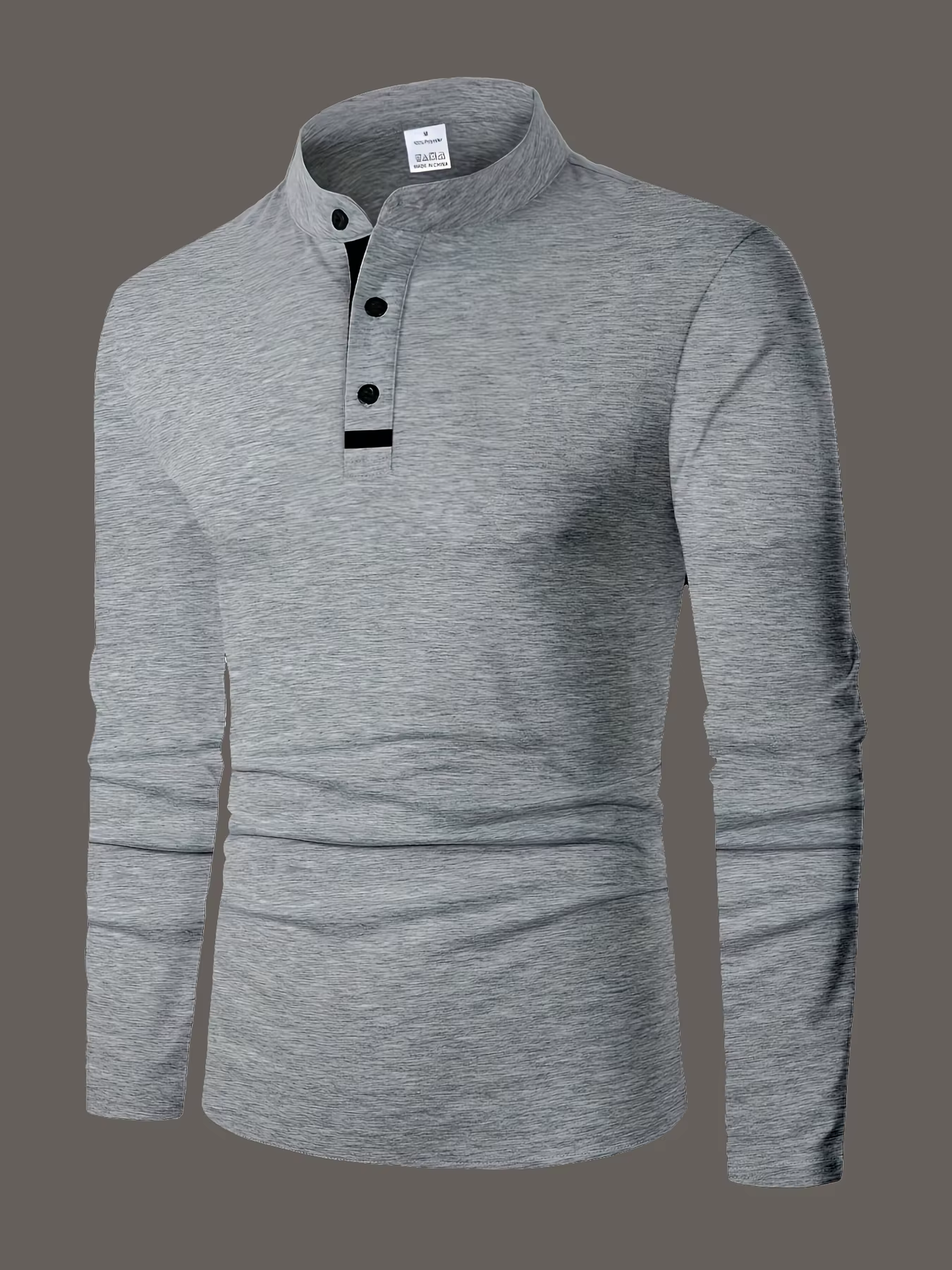 Un polo élégant à col rond pour hommes, uni épissé, adapté à porter à la maison en été, automne et h