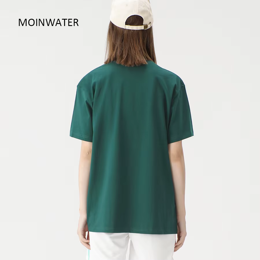WAVLATII nouvelles femmes solide coton t-shirts femme vert foncé surdimensionné décontracté doux t-s