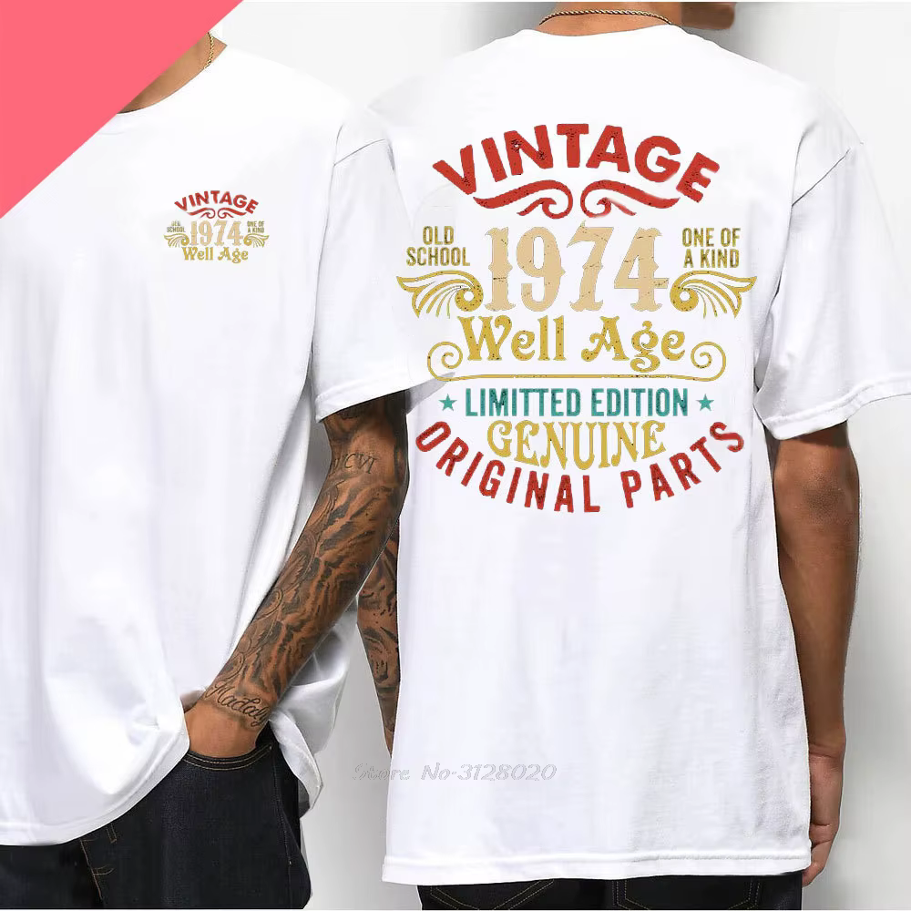 50e anniversaire haute qualité T-Shirt légendes nées en 1974 Vintage 50 ans T-Shirt poitrine gauche 