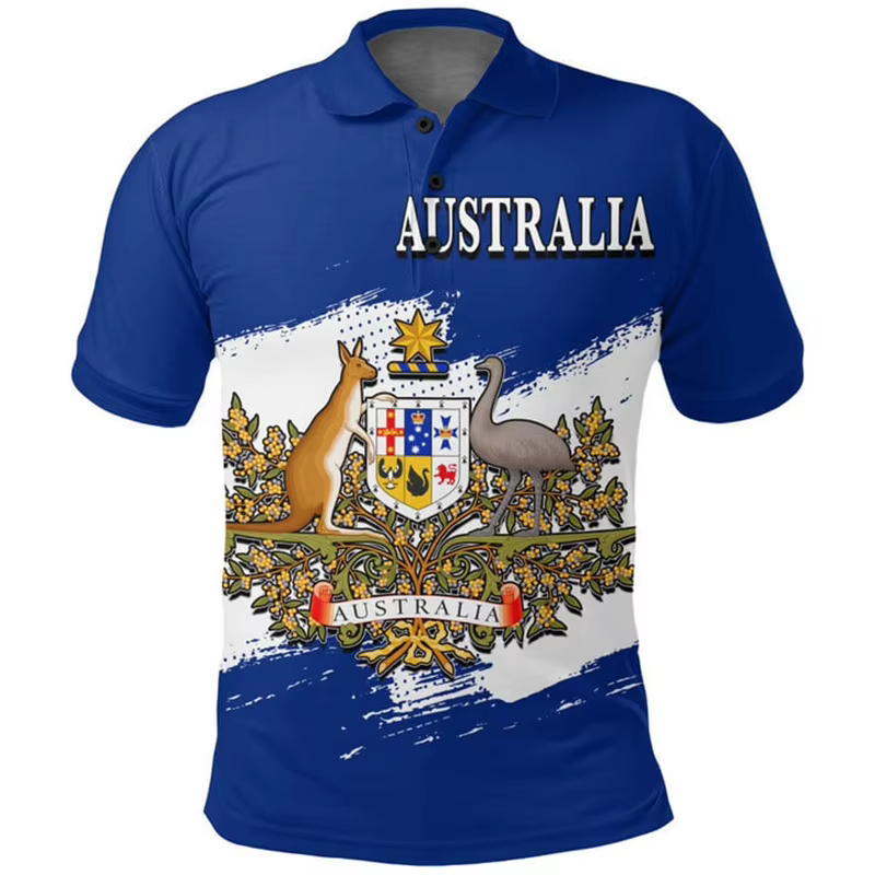 Australia Feel-Polo à manches courtes pour hommes, Économie College 3D, Revers, Tendance de la mode,