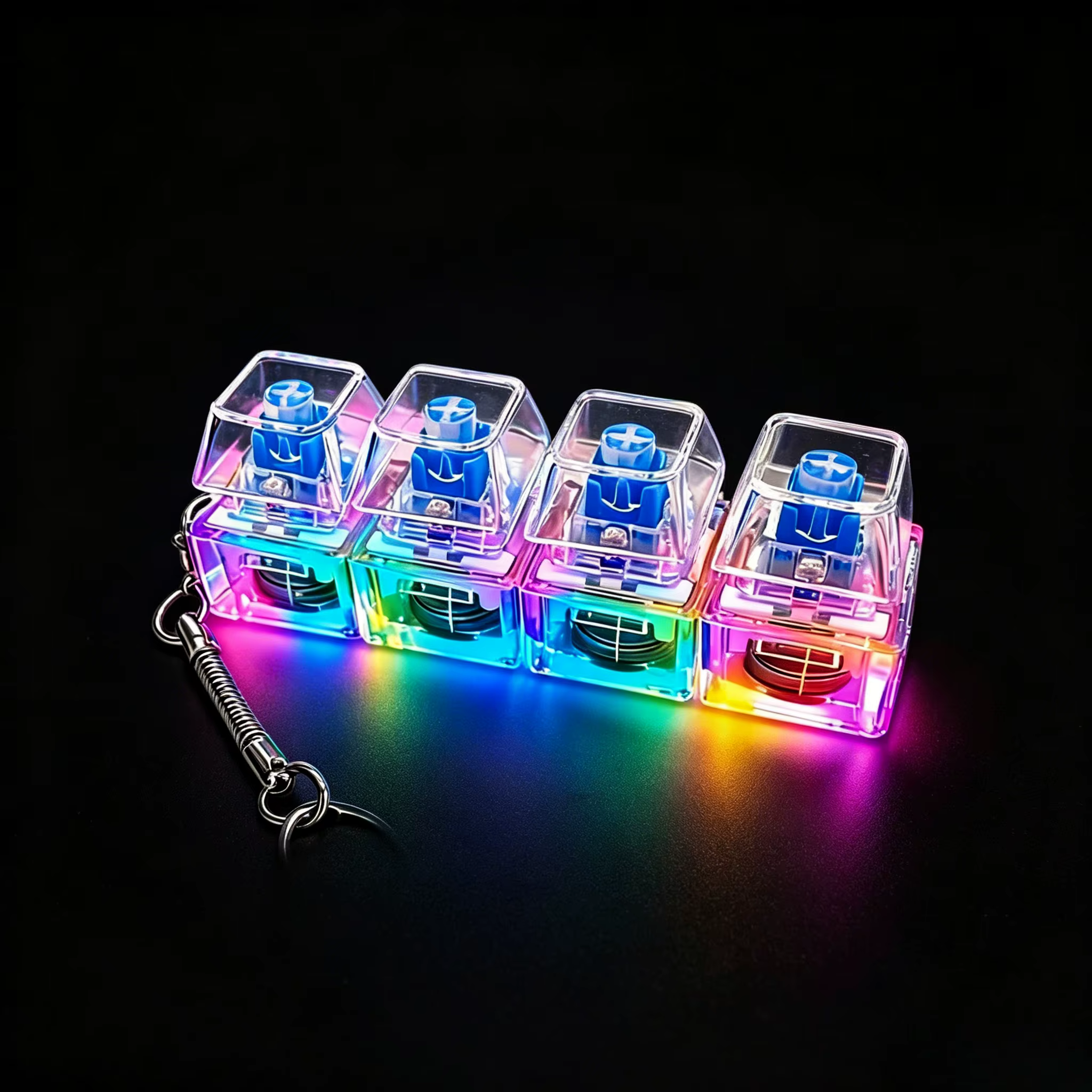 Porte-clés LED Clavier avec Bouton Cliquable Anti-Stress et Anxiété, Accessoire de Bureau Portable, 