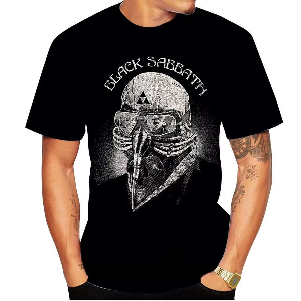 T-shirt unisexe col rond à manches courtes pour homme et femme, motif graphique rock Black Metal, dé