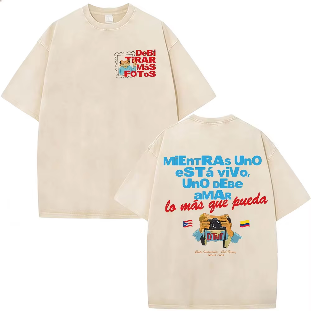 T-shirts vintage délavés Bad Bunny Debi Tirar Mas Fotos DTMF – Vêtements pour hommes, mode, t-shirts