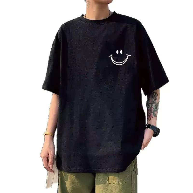 T-shirt surdimensionné pour homme 100% coton - Respirant, manches courtes, col rond avec imprimé min