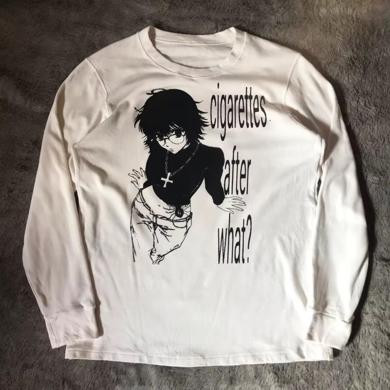 Femmes rétro mignon Harajuku Slim fit hauts dame blanc T-Shirts décontractés filles lettre Anime imp