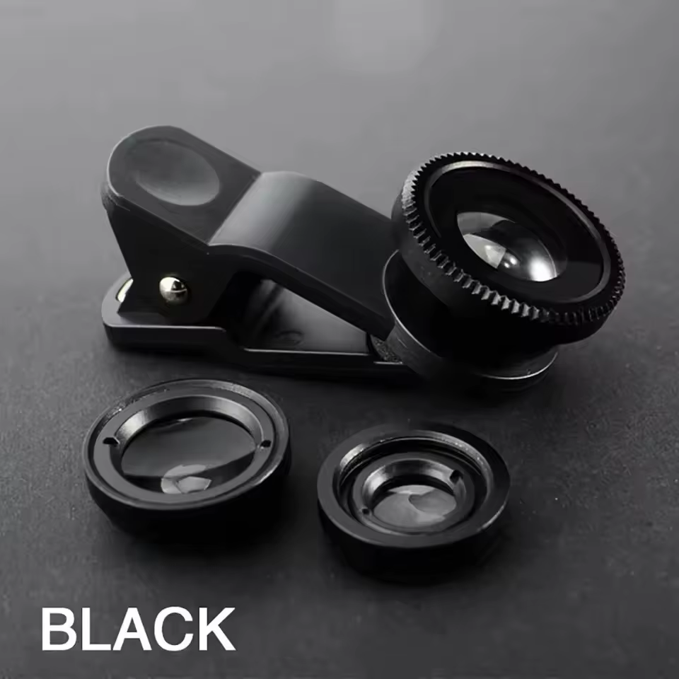 Objectif de téléphone Fisheye 3 en 1, Zoom grand Angle, Macro, Kits de caméra avec objectif à Clip s