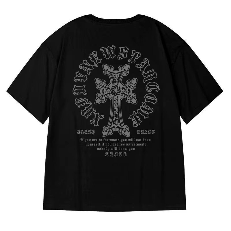 M-8XL T-shirt pour hommes surdimensionné ample et à la mode imprimé croisé T-shirt étudiant jeunesse