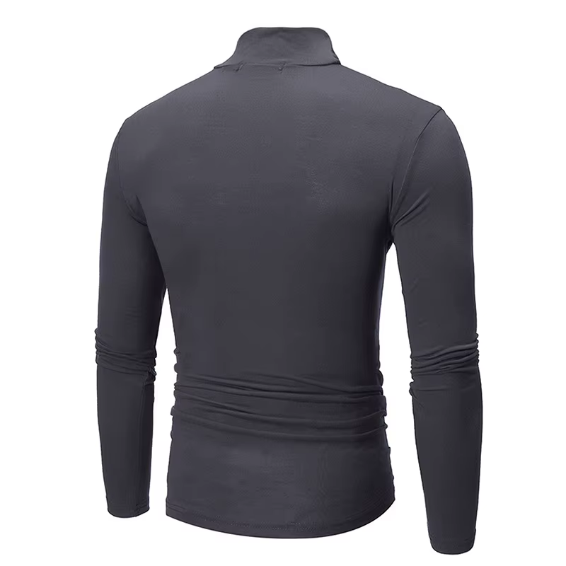1/2 pièces automne hiver hommes col haut T-shirt coupe ajustée mode haute élastique à manches longue