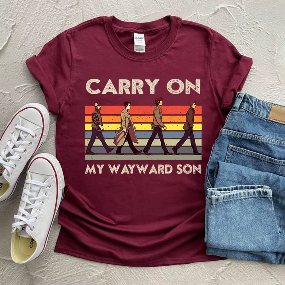Surnaturel continuer mon fils vers le chemin T-Shirt Vintage Sam et Dean Winchester Brothrs chemise