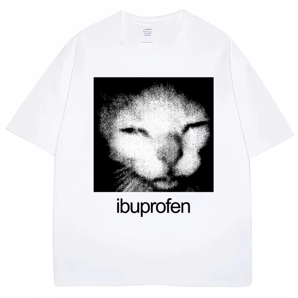 2026 Vintage Drôle Ibuprofen Chat Meme Graphique T-shirt Femmes Humor Mode T-shirts Surdimensionné D