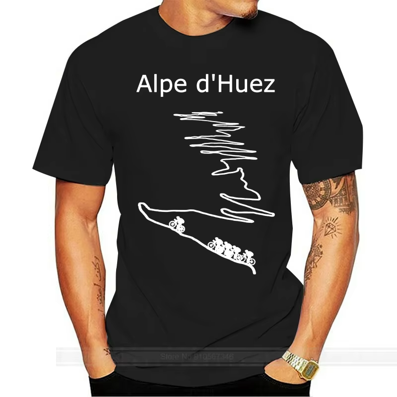 T-shirt de cyclisme Alpe d Huez en France pour hommes et femmes, Hipster à col rond, marque de mode 