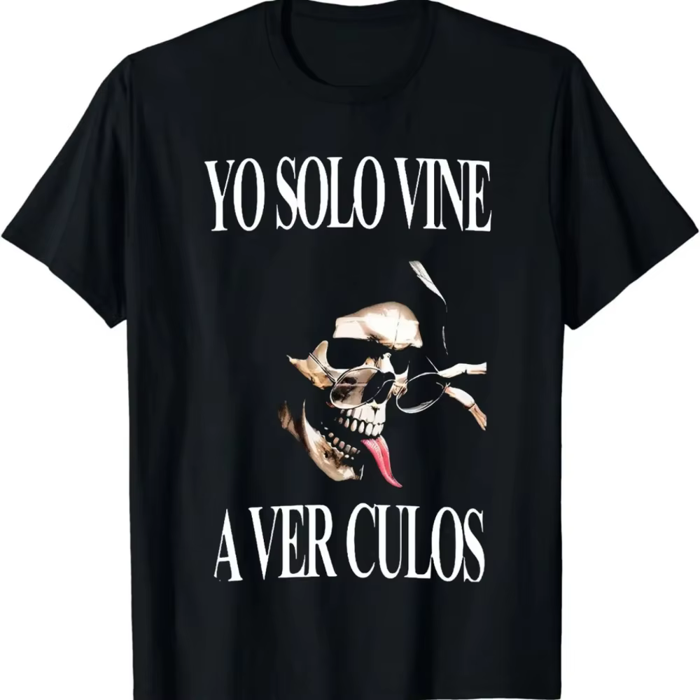 T-shirt pour homme en 100 % coton, avec un design streetwear Y2K, un crâne et la phrase « I Just Cam