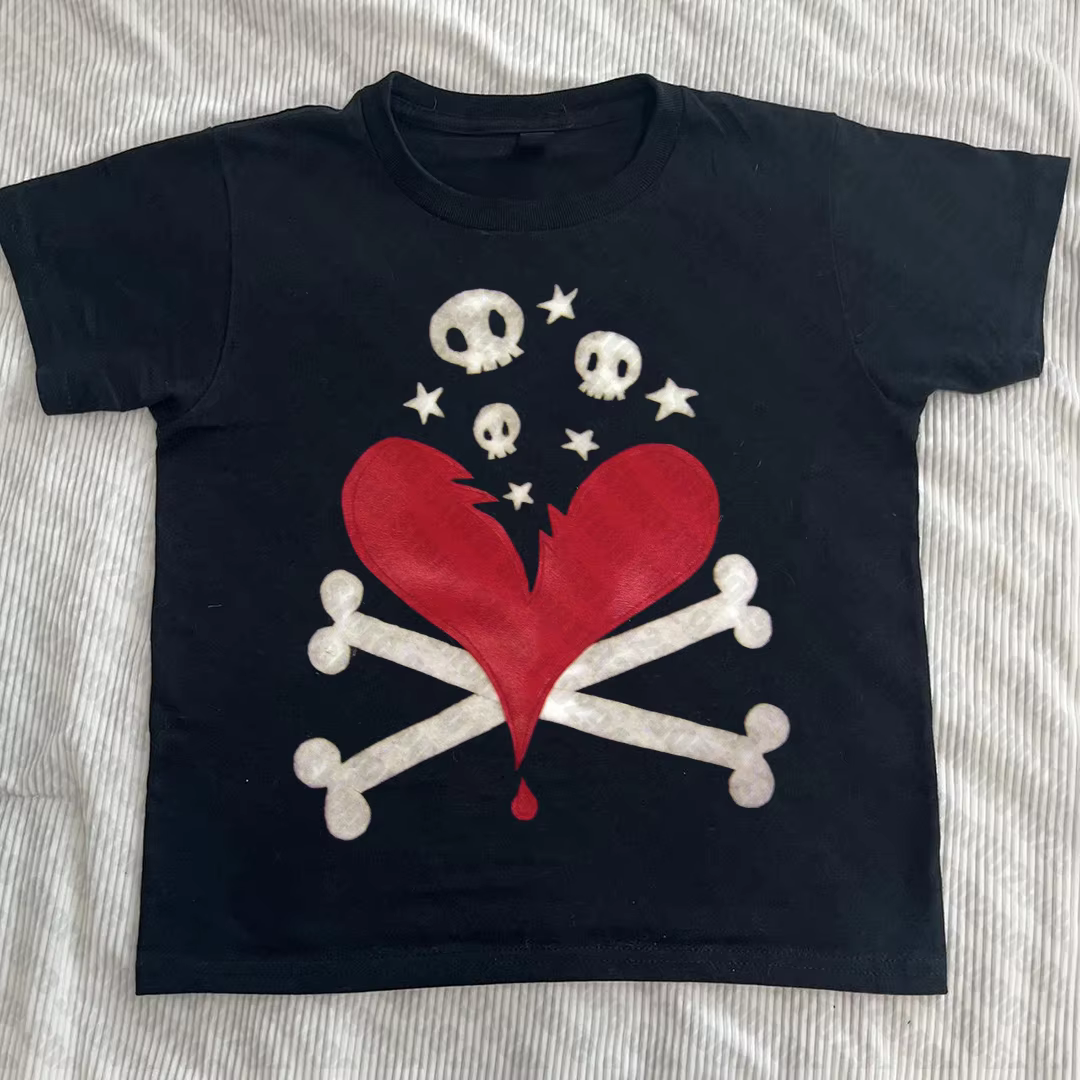 T-shirt pour femme Kpop, vêtements vintage années 90, hauts japonais Y2K, goth, kawaii, anime, emo,