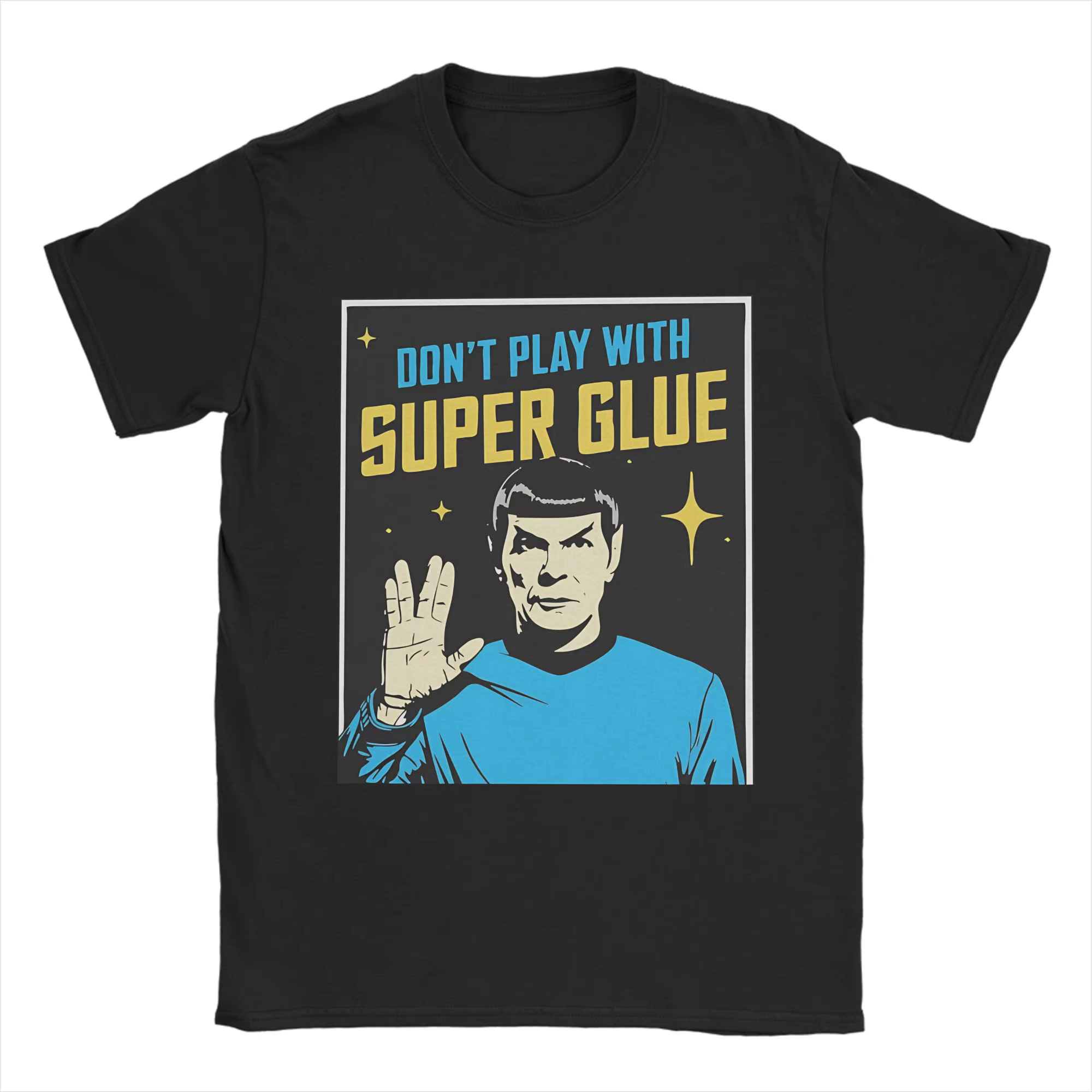 T-shirt en coton pour hommes, Vintage, col rond, manches courtes, classique, avec Super Glue Stars T