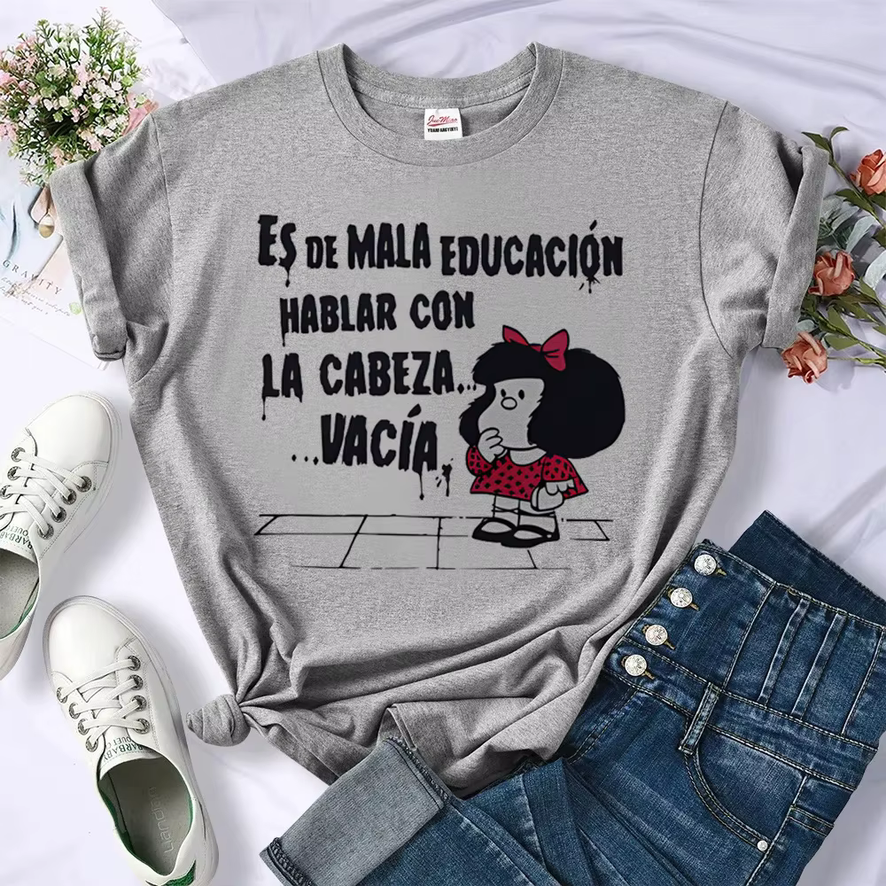 Mafalda t-shirt femmes designer graphique manga Tee fille harajuku bande dessinée streetwear vêtemen