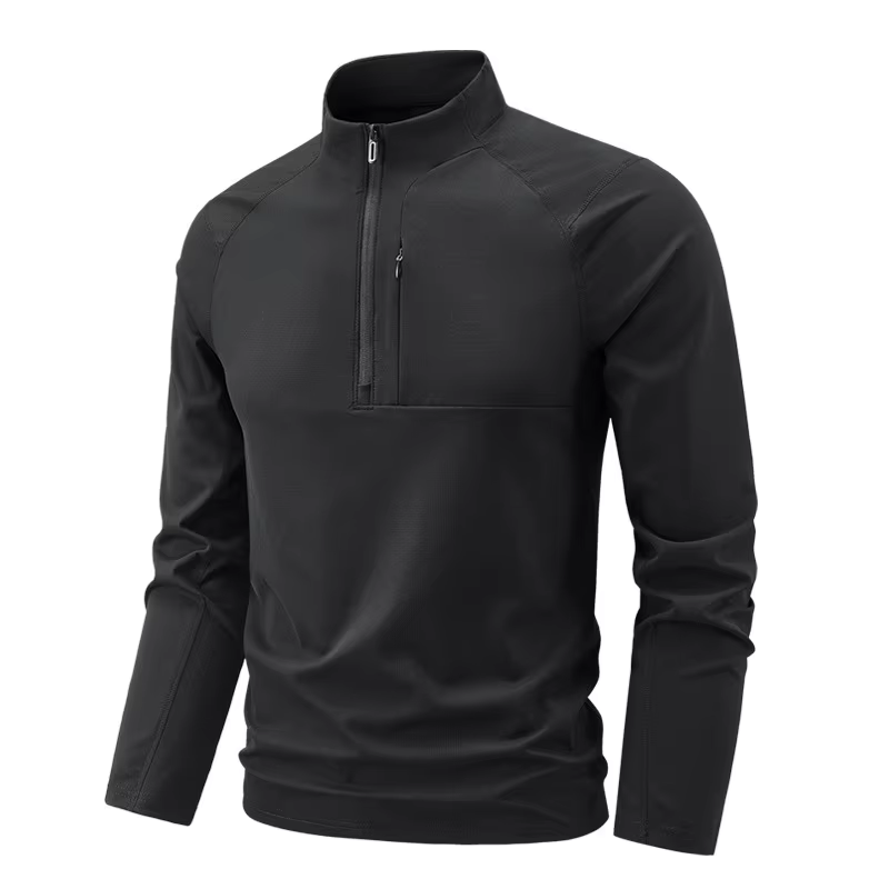 Chemises polo à manches longues pour hommes 2026, pulls à demi-zip, col montant, t-shirt respirant,