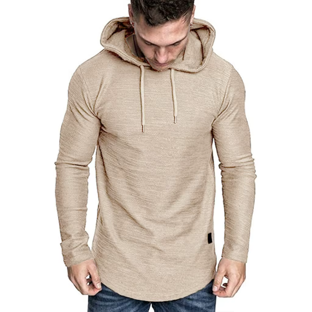 T-shirt à manches longues en coton pour hommes, décontracté, confortable, couleur unie, respirant, l