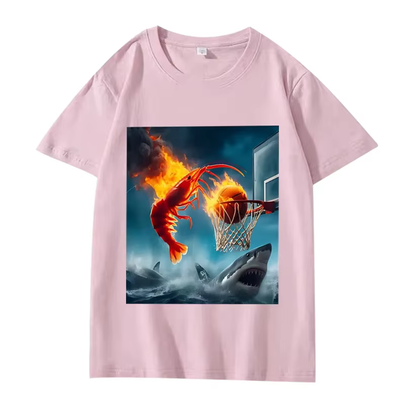 Crevettes Dunking on Shark graphique t-shirt rétro pêche Meme t-shirt femmes à manches courtes été h
