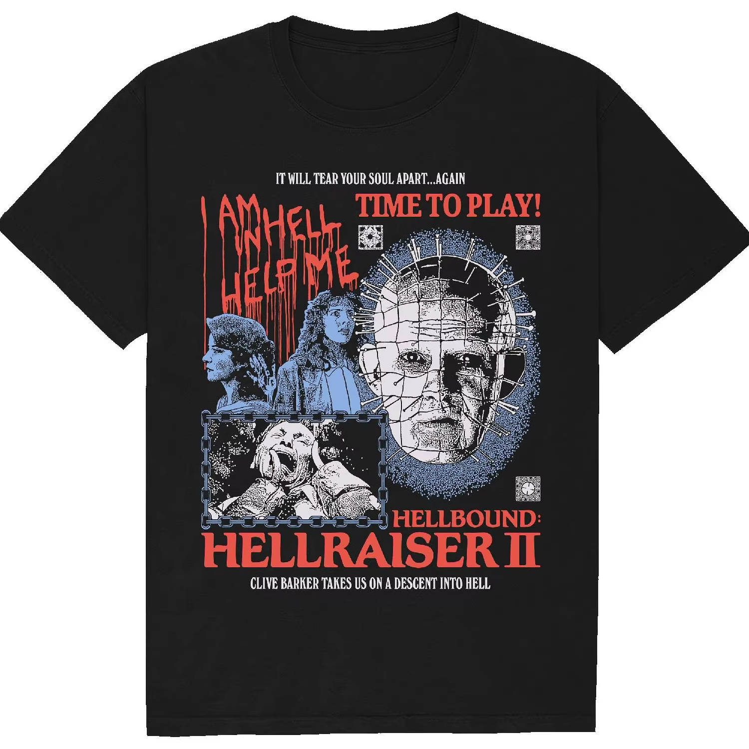 T-shirt Hellbound: Hellraiser II pour hommes, t-shirt classique à motif d'horreur des années 80, imp