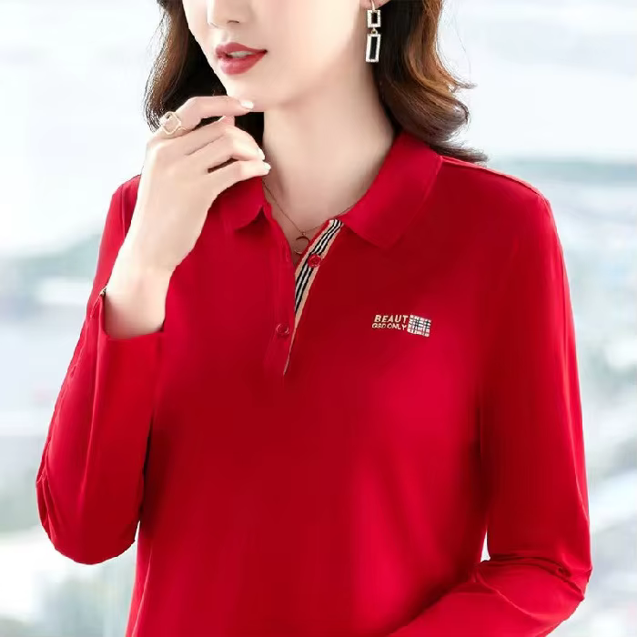 Polo à manches longues pour femme, coupe ample, avec col, nouveau style, haut de sport printemps-aut