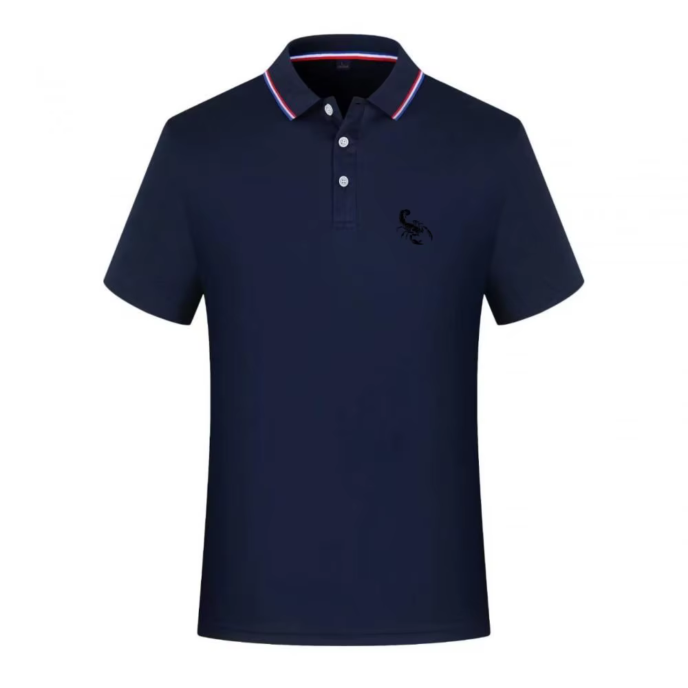 Polo imprimé Scorpion pour hommes, col rayé, manches courtes, décontracté, respirant, séchage rapide
