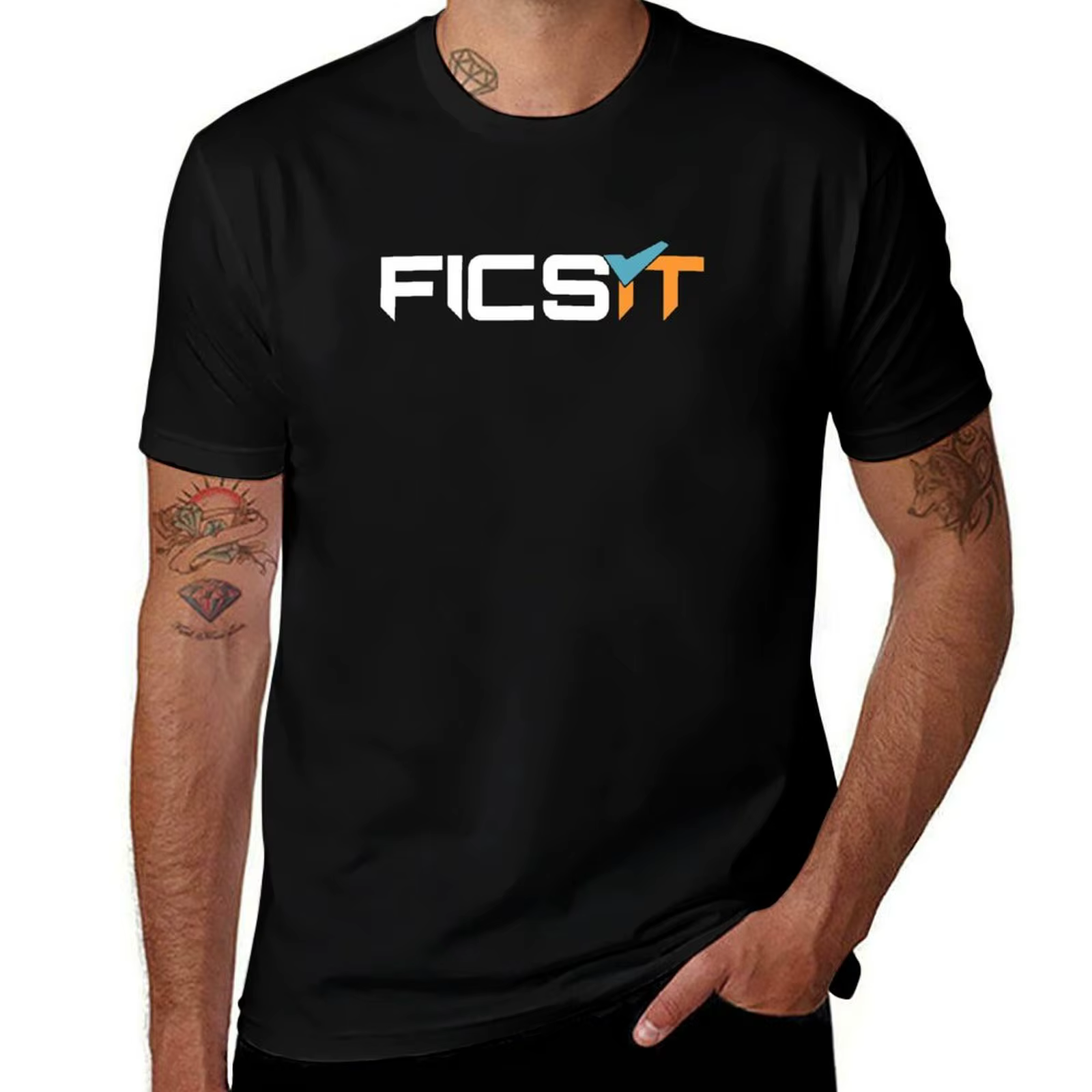FICSIT Satisfactory Logo T-Shirt t-shirts avec imprimés T-Shirt pour homme 100 pour cent coton t-shi