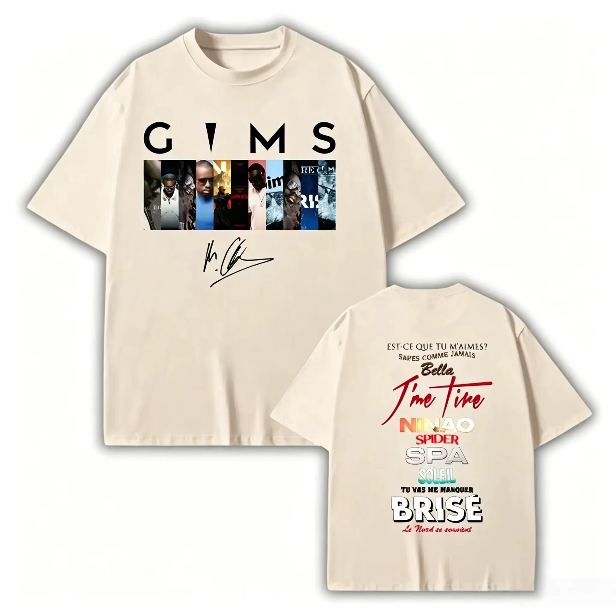 T-shirt graphique du tournée musicale 2026 du rappeur Maître Gims, 100% coton, unisexe, pour hommes 