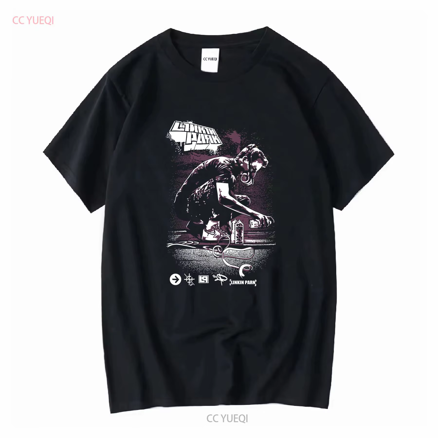 Black Linking Park Band T Shirt manches longues ou courtes vintage Vêtements de créateurs délavés Po