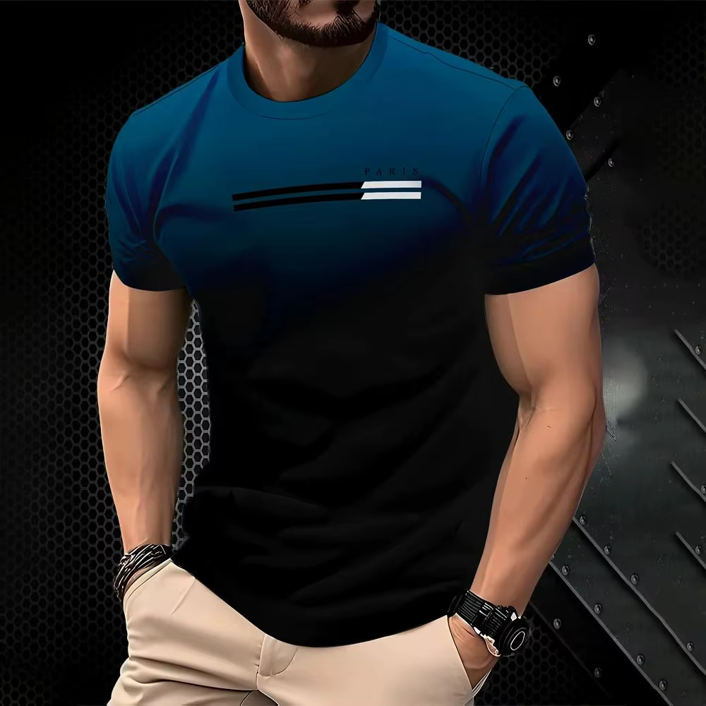 Le nouveau T-shirt d'été à séchage rapide pour hommes 2025 présente une impression dégradée 3D décon