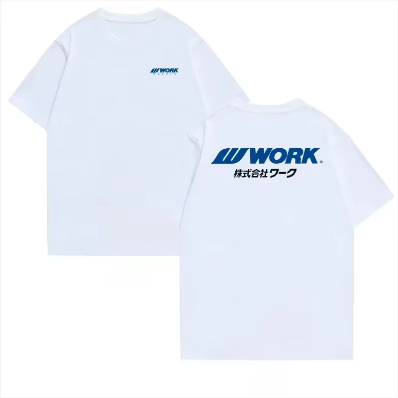 Travail d'été à manches courtes classique roue course sponsor vêtements jante voiture mode T-shirt m