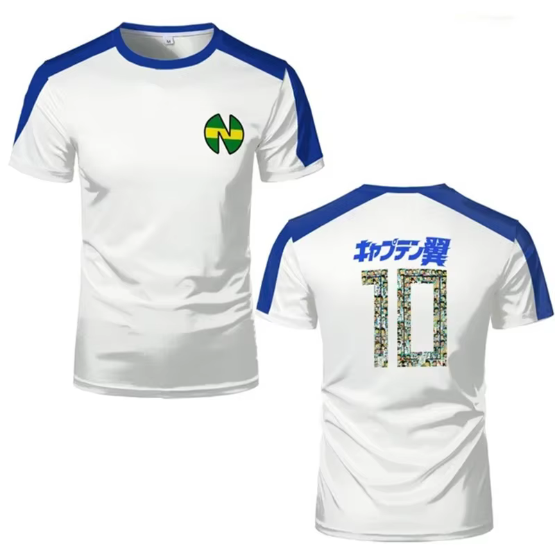 T-shirt de sport pour hommes, maillot de football Captain Anime, hauts personnalisés pour cosplay, v