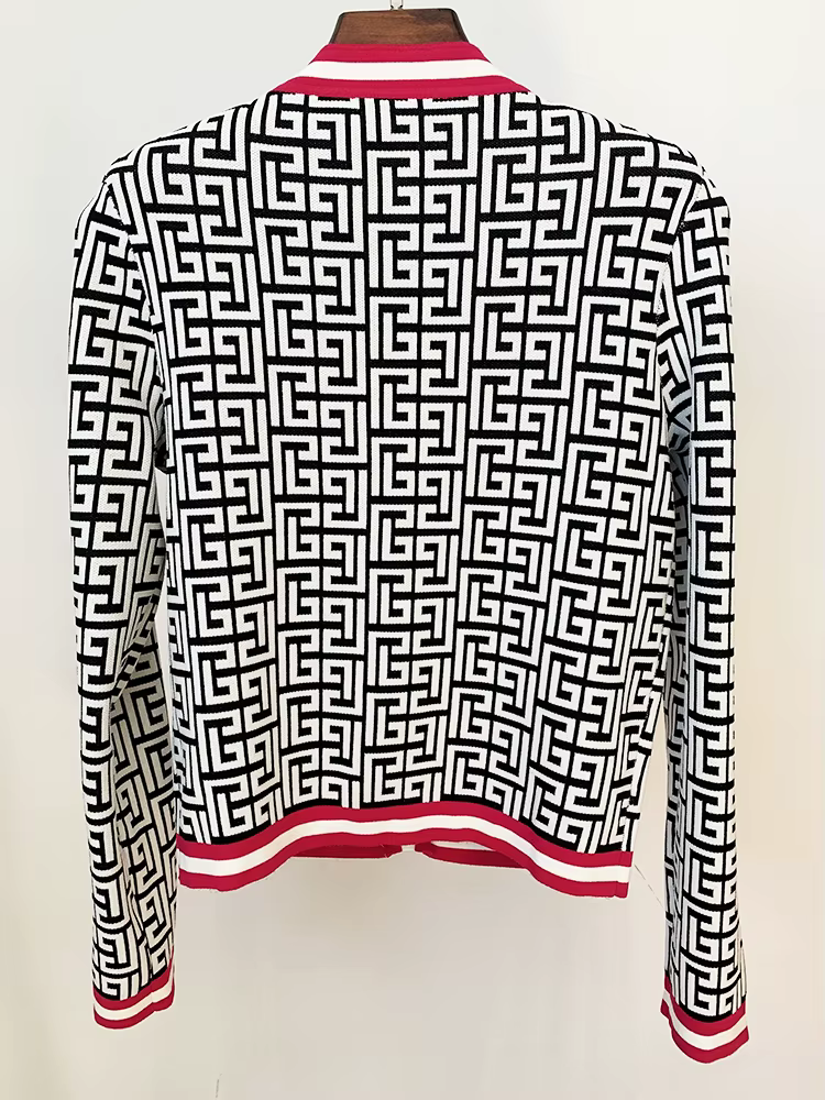 HIGH STREET Nouveauté Automne Hiver 2026 Veste de créateur pour femme en tricot jacquard monogramme