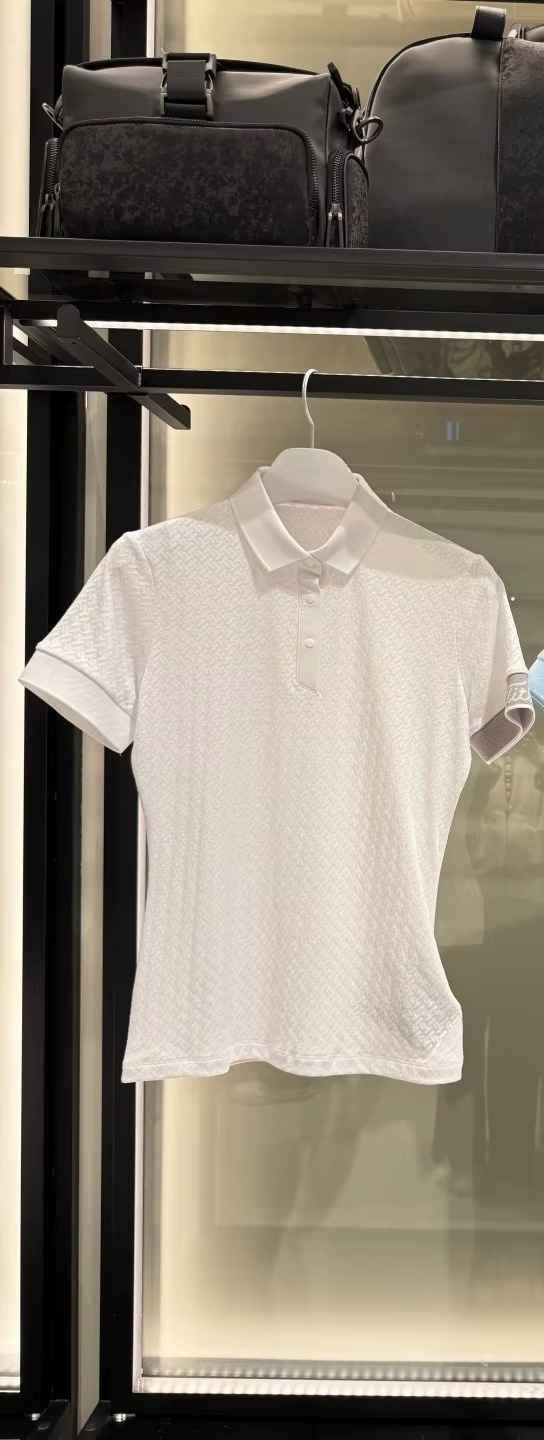 Polo de golf pour femmes, haut de sport respirant à manches courtes en jacquard, coupe ajustée, déco