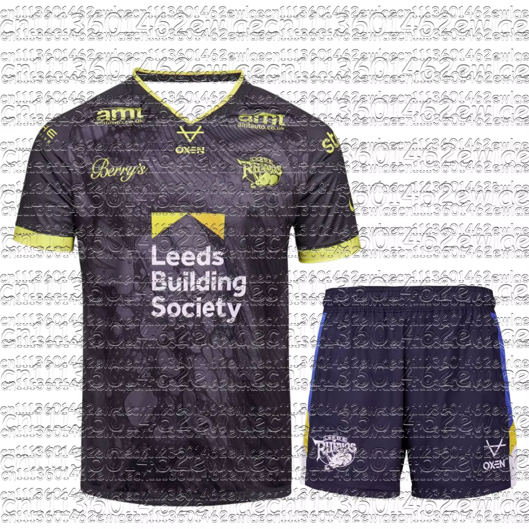 Nouvel ensemble maillot de rugby assorti pour la famille Leeds 2026 – Noir et Jaune, respirant, anti
