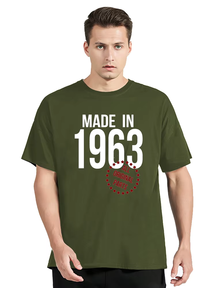 T-Shirt à Manches Courtes en Coton pour Homme, Streetwear Humoristique Fait en 1963, Toutes les Pièc