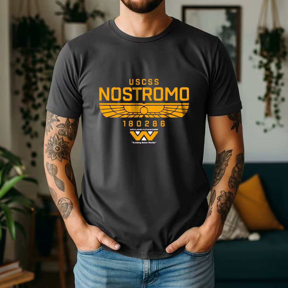 T-shirt Oversize Graphique USCSS Nostromo 100% Coton Été 2026 – Thème Rétro Alien Sci-Fi Nostromo à 