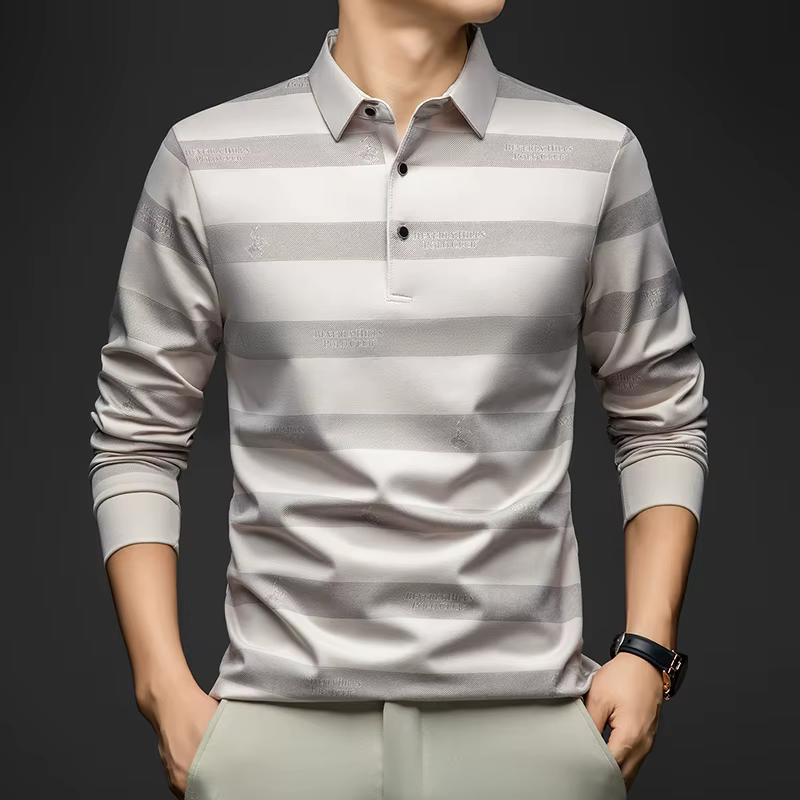 Chemises Polo Élégantes pour Hommes BROWON Printemps Automne 2026 Manches Longues Col Revers Grand M