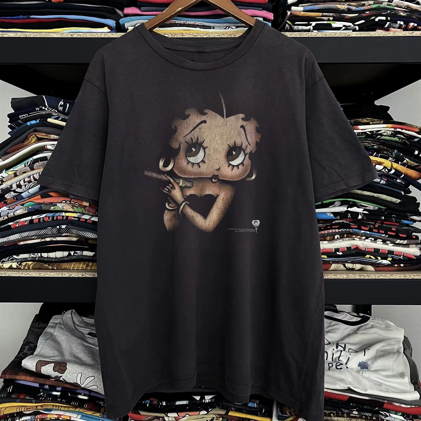 Betty Boop Washed T-Shirt T-shirts noirs pour hommes
