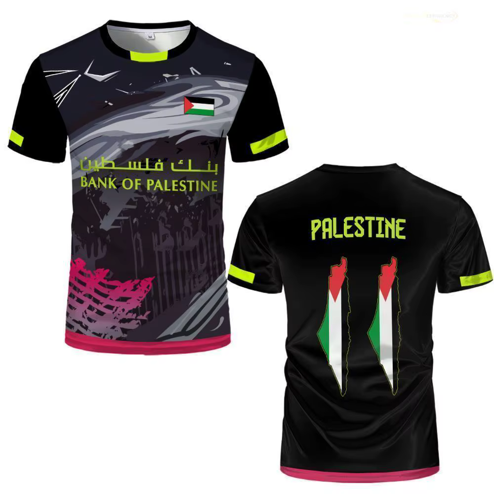 T-shirt imprimé drapeau palestinien, maillots de football d'entraînement respirants pour hommes et f